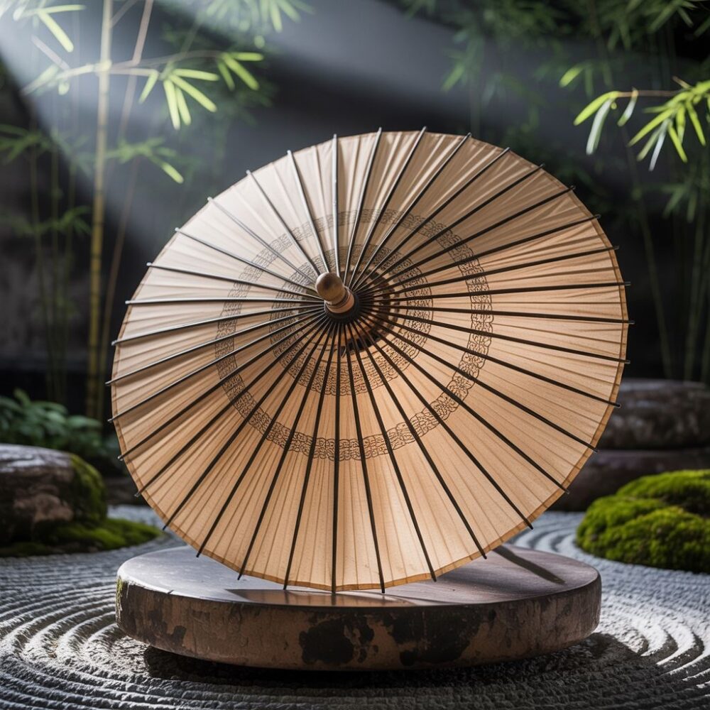 bambusowa parasolka wśród roślin