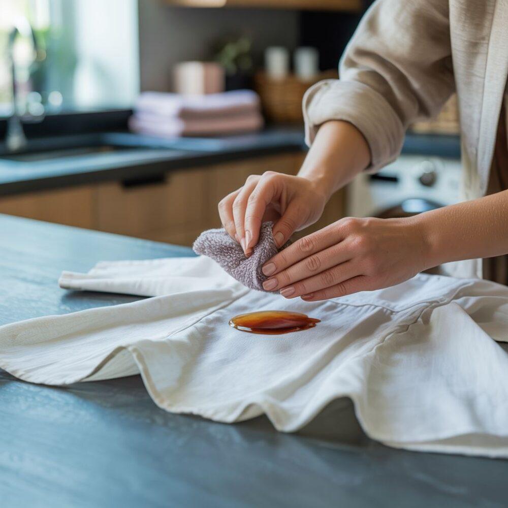 czyszczenie bluzki z fluidu