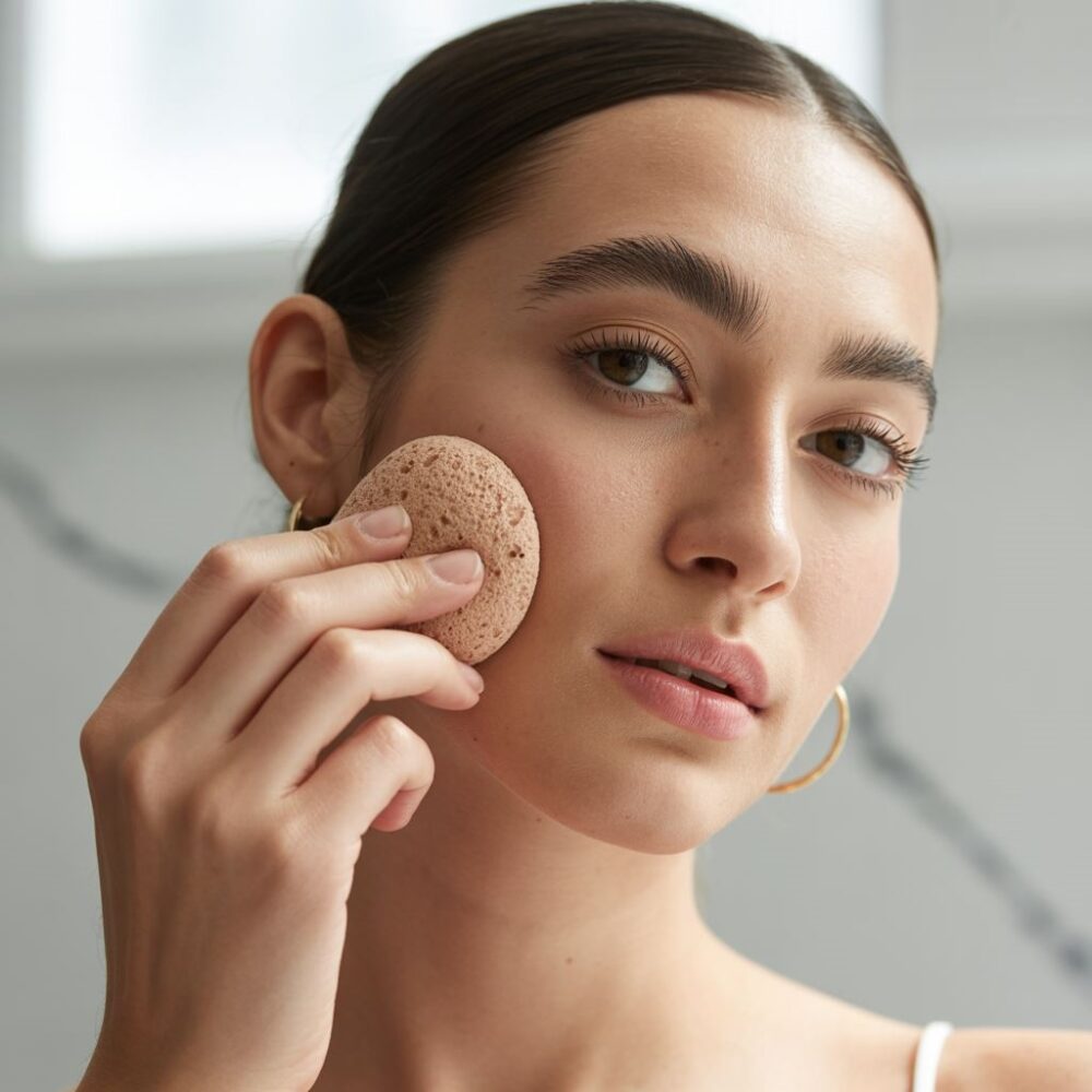 gąbka do makijażu w użyciu