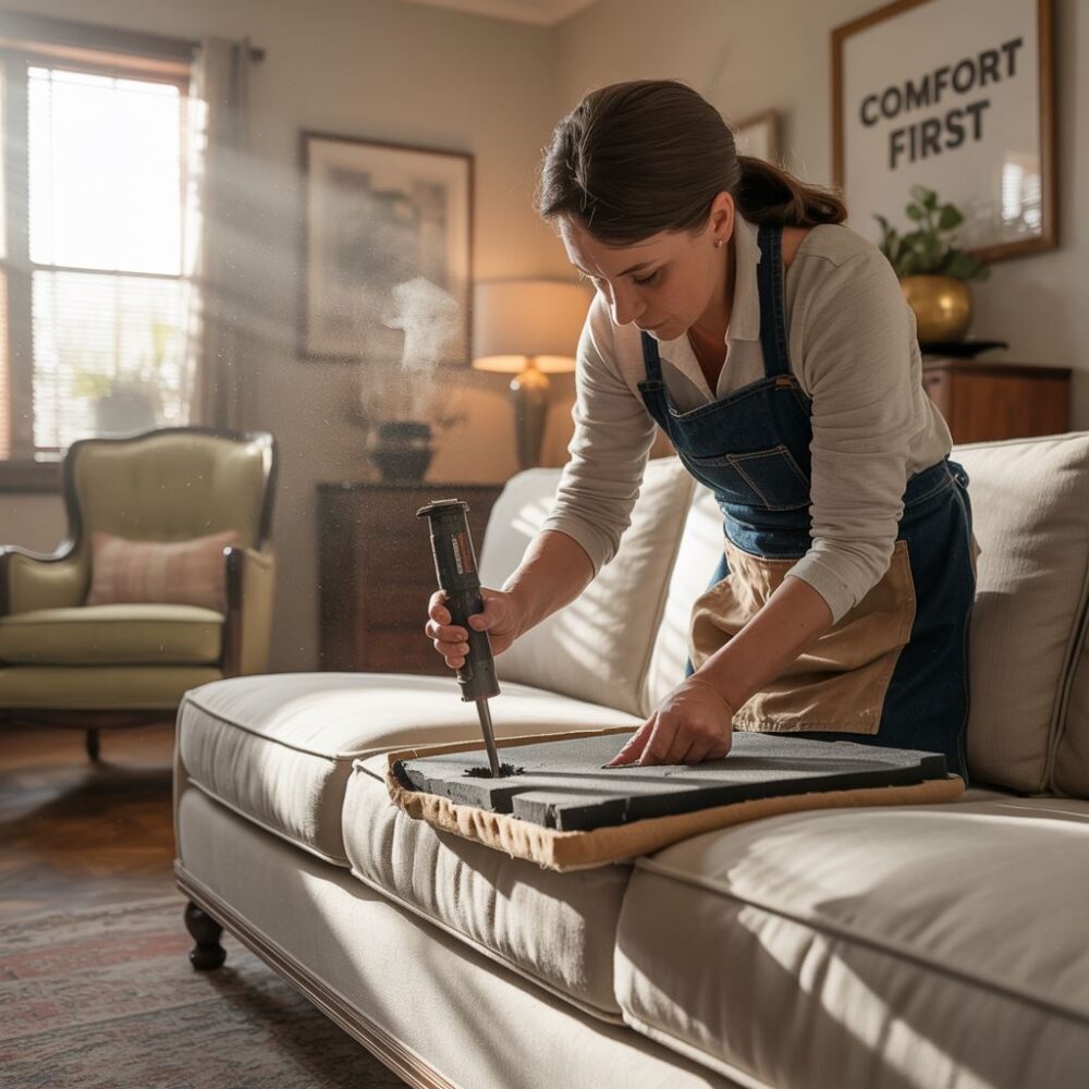 kanapa przed i po naprawie