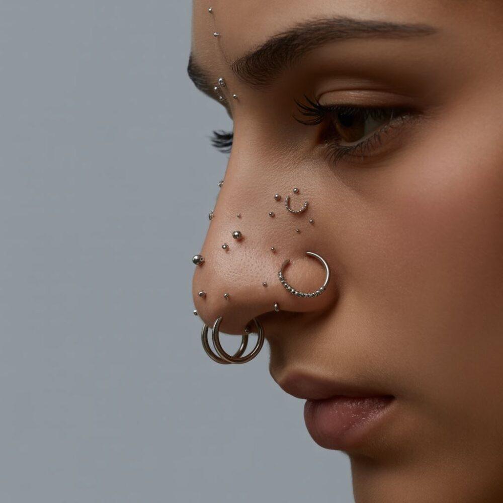 kolczyki do nosa na białym tle