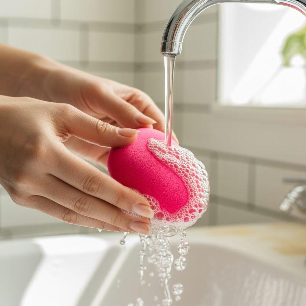 mycie gąbki kosmetycznej