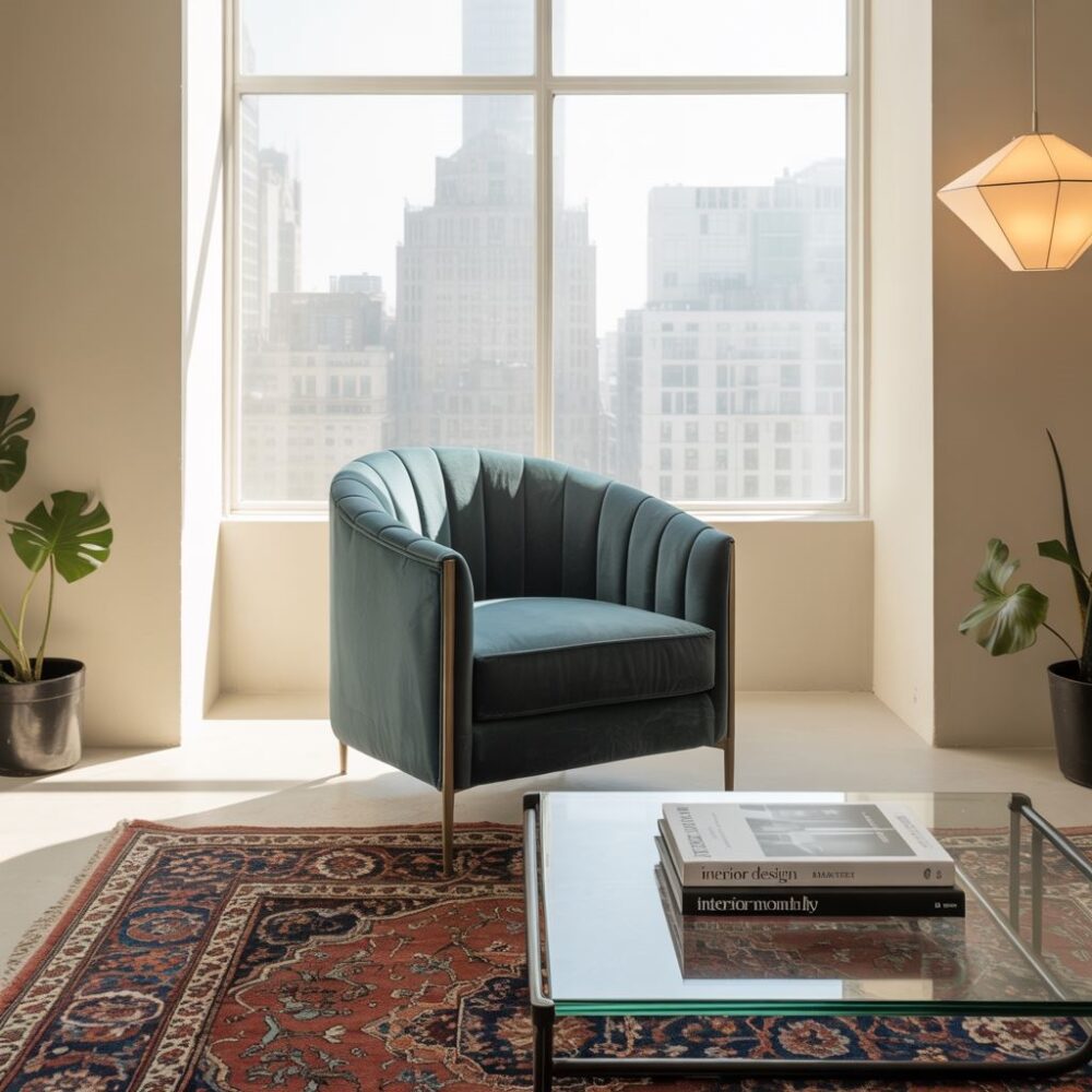 nowoczesny salon z elementami vintage