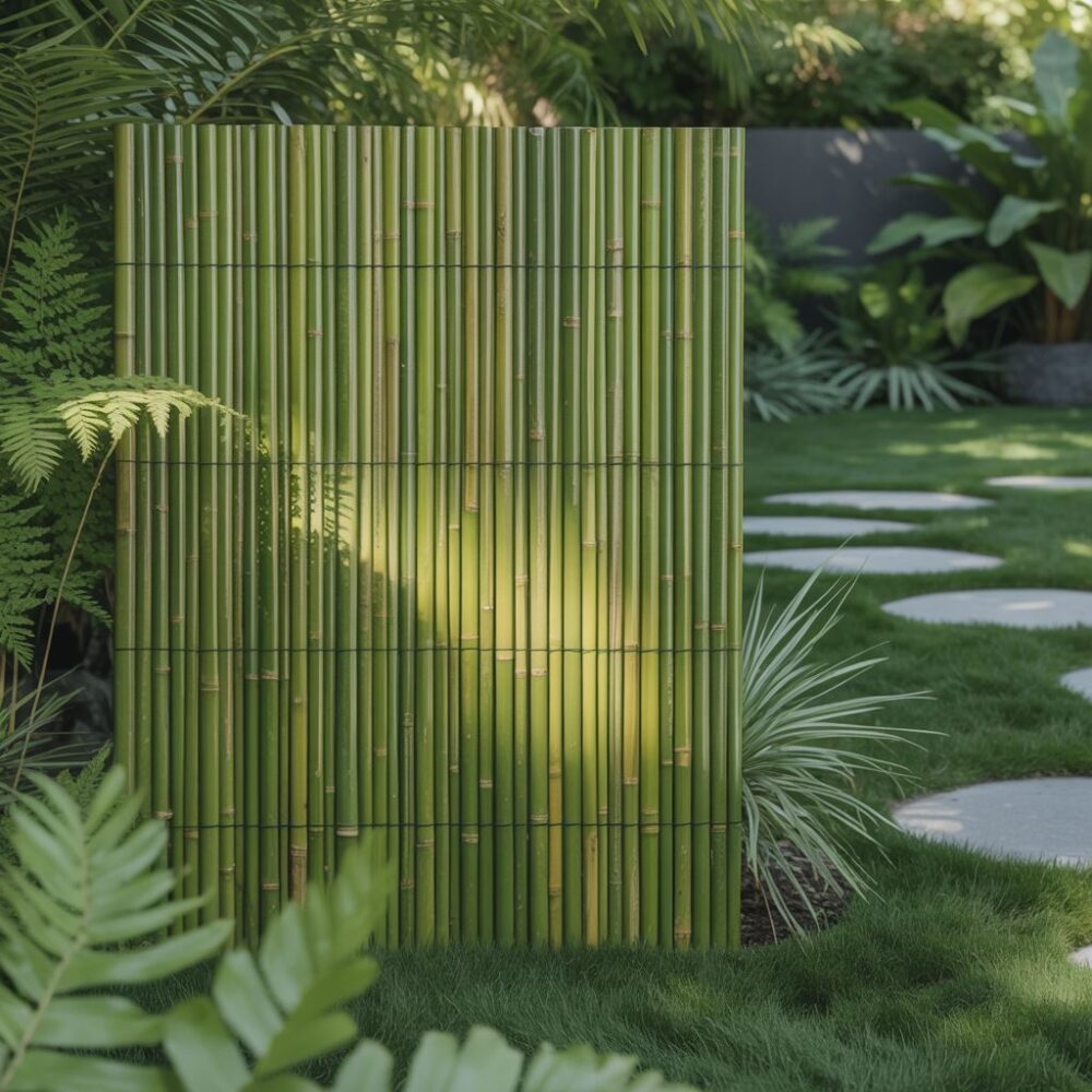 ogrodzenie z bambusa w ogrodzie