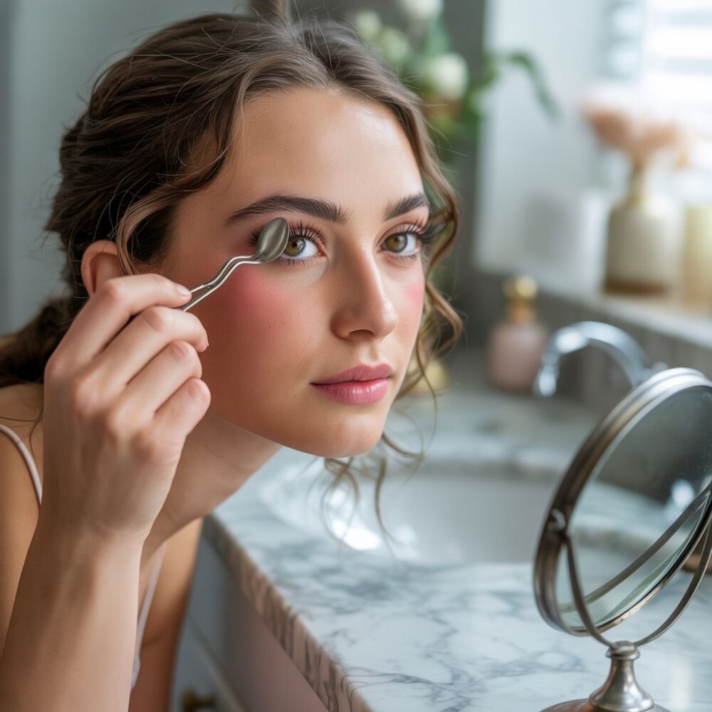 podkręcanie rzęs łyżeczką