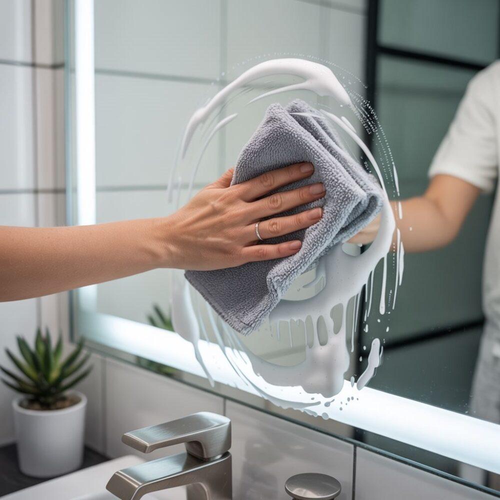 polerowanie lustra ściereczką