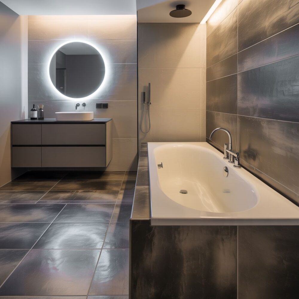 remont łazienki z nakładkami na płytki