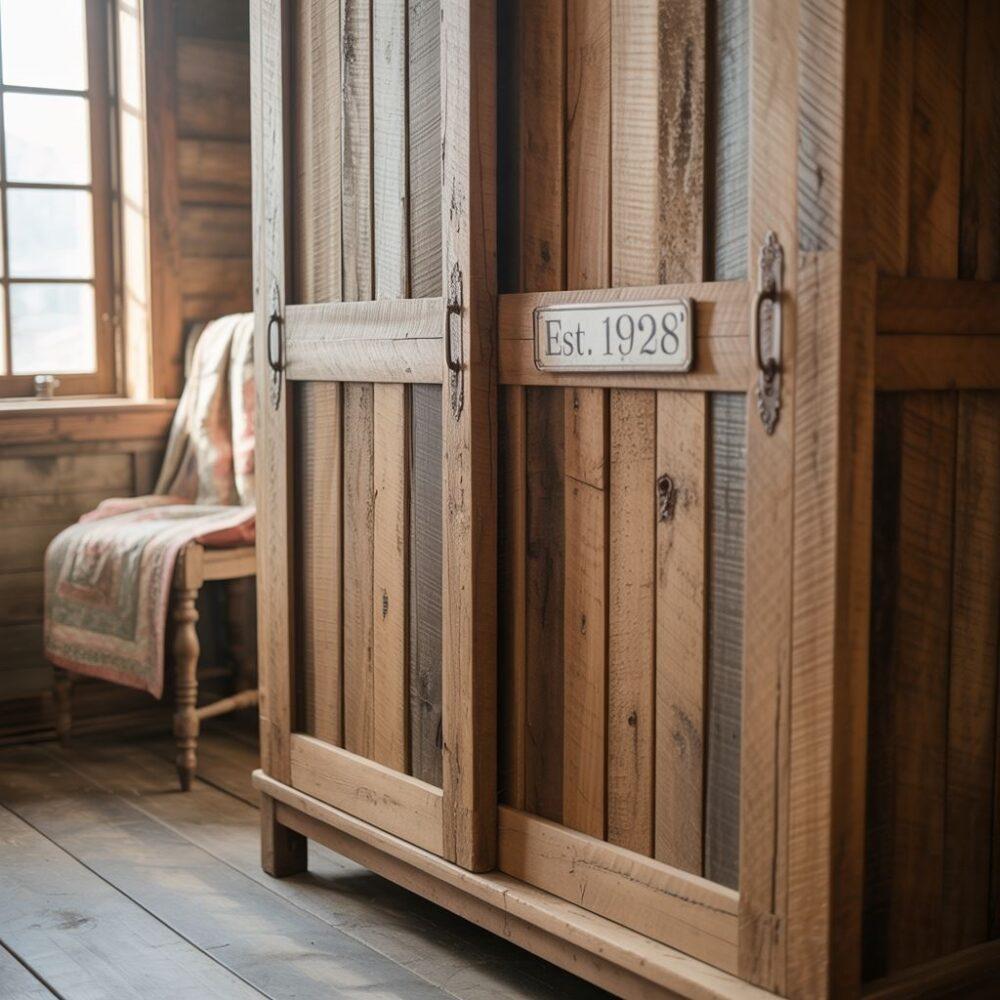 szafa vintage z naturalnego drewna