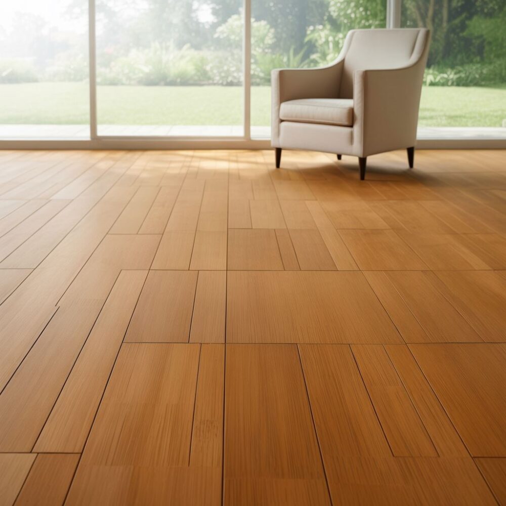 wnętrze z bambusową podłogą